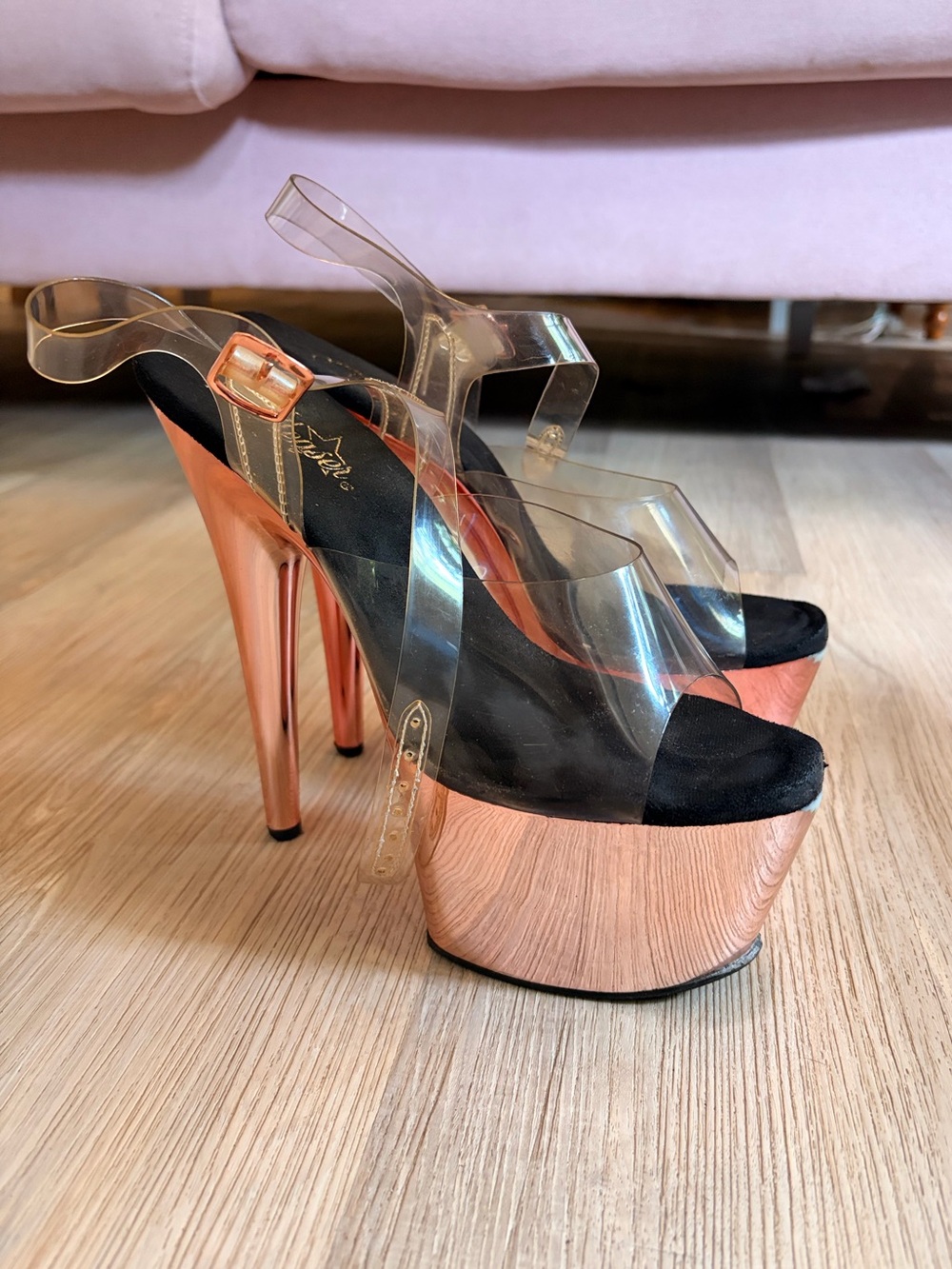 Rose Gold Pleaser 7” Platform Heels